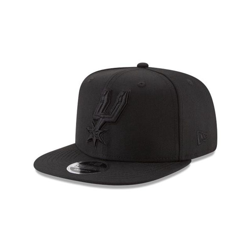 NBA San Antonio Spurs Black On Black High Crown 9Fifty Snapback (KMW4160) - Black New Era Caps